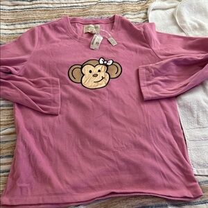 Aeropostale Pink Long Sleeve Top with Monkey Design